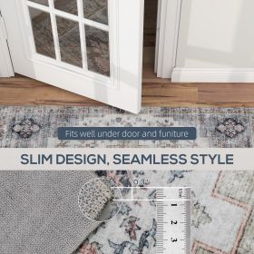 8x10 Area Rug, Vintage Machine Washable Rug, Non-Slip Carpet For Living Room, Bedroom, Dining Room, Brown And Green