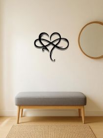 1pc Infinity Heart Metal Wall Decor Black,Heart Love Sign Plaque Elegant Bedroom