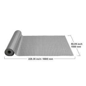 Garage Floor Mat 4.9x13ft Vinyl Garage Flooring Roll Anti-Slide Diamond Texture Silver Garage Mats For Under Car 63.7sqft Covering Space DIY PVC Garag