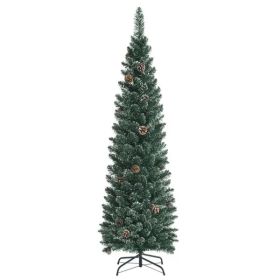 5FT Green Artificial Christmas Tree - 214 Lush Tips, 25 Realistic Pine Cones, Foldable Metal Stand