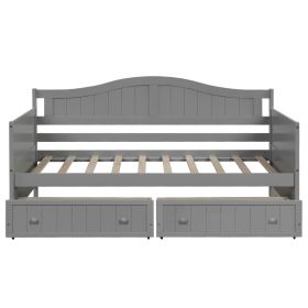 Twin Wooden Daybed With 2 Drawers, Sofa Bed, No Box Spring Needed - Gray