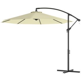10 Cantilever Tilt Offset Patio Umbrella W UV & Water Safe Material & Cross Base Weight Not Included, Beige