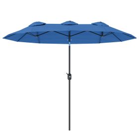 Double-sided Patio Umbrella, 9.5 Outdoor Umbrella With Push Button Tilt And Crank, 3 Air Vents And 12 Ribs, Navy Blue