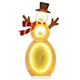 Christmas Decoration Lighted Snowman With LED Lights And Metal Stand