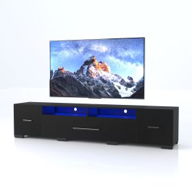 TV Console With Storage Cabinet Modern Entertainment Center 31 Modes Changing Lights
