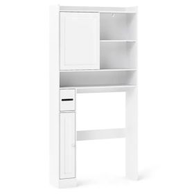 Over-The-Toilet Storage Cabinet  White- 1 Top Shelf  2 Enclosed Cabinets  Toilet Paper Holder,