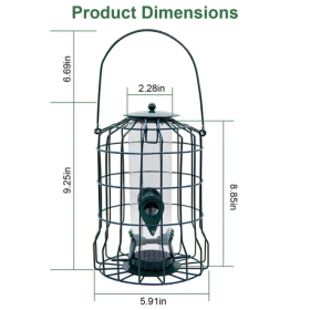 Outdoor Wild Bird Feeder Squirrel Proof Chew Proof Metal Hanging Seed Feeder