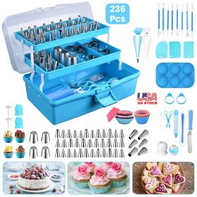 236Pcs Cake Decorating Kit Baking Tools Accessories Cake Decorating Supplies With Piping Tips Couplers And Bags Cookie Cutters Baking Cups Scrapers Fl
