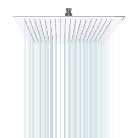 16 Inch Chrome Rain Shower Head, Square Ultra Thin 304 Stainless Steel High Pressure Shower Head