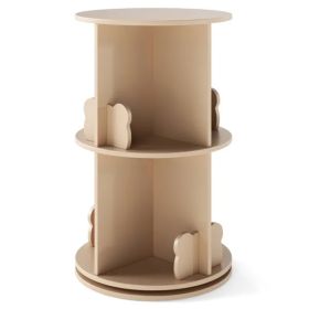 2-Tier Kids Rotating Bookshelf -  Display For Books Toys, Bear Baffles Child-Friendly Height, 22 Lbs Net Weight