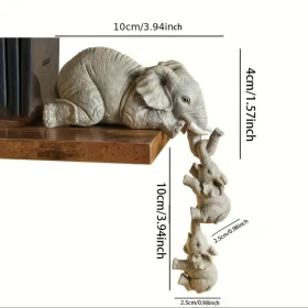Elephant Family Design Statue, Mother Elephant Hanging Baby Elephants, 3 Pieces Set Desktop Ornament, Animal Themed Home Decor Accent, Desktop Decorat