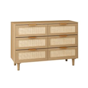 6 Drawers Rattan Dresser Rattan Drawer Bedroom,Living Room