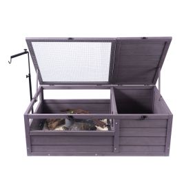 Tortoise Habitat Wooden Tortoise House Indoor & Outdoor 2-Room 38x24x13in
