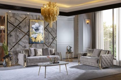 Lust 2Pc Modern Living Room Set in Taupe