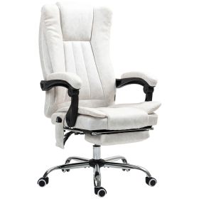 Vinsetto Massage Office Chair with 6 Points and Heat, Reclining Computer Chair with Adjustable Height and Footrest, White