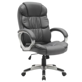 Big and Tall dark gray Leather High Back Executive Chair with Swivel Seat