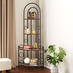 4 Tier Corner Bookshelf Modern Style Plant Stand with Metal Frame Space Saving Display Storage Rack for Living Room Bedroom Office Balcony Small