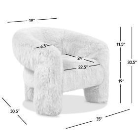 Avalon 35" Genuine Sheepskin Fur Split Barrel Back Accent Chair, Natural Blonde Genuine Fur