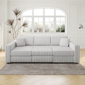 106.3" Soft Rabbit Plush U-shaped 6-Person Sofa. Matches 30.7" Ottoman with Hydraulic Lift. Comfortable & Stylish. For Bedroom & Living Room. Lig