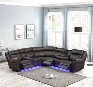 Aviator Modern Style Recliner Sectional Sofa made with Wood in Gray