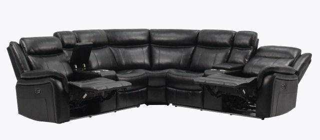 JUPITER BLACK LEATHER SECTIONAL