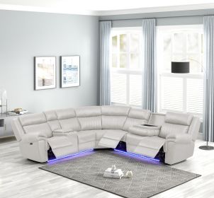 Modern Style Recliner Sectional Sofa made with Wood in Ice
