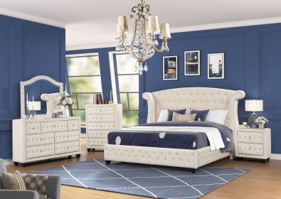 Sophia King 4 Pc Bedroom Set Made with Wood in Cream