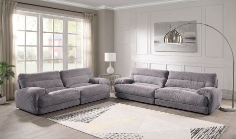 Cadenza Gray Corduroy 2PCS Living Room Set