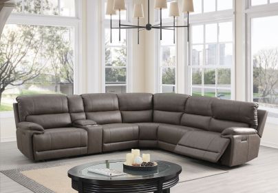 Kantu Brown Synthetic Leather Motion Sectional Sofa