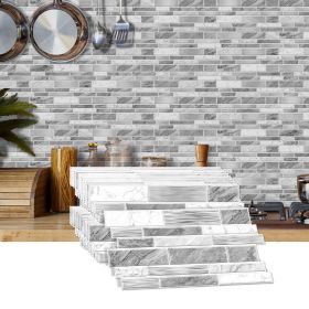 24 PCS Irregular Shape Modern Gray Marble Pattern Peel And Stick Wallpaper (4.72*9.68inch) Kitchen Bathroom Tiles Stickers Suitable For Wall Deco