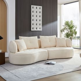WKS7W White sectional sofa with removable pillows, durable fabric, solid wood frame, 4-person sofa
