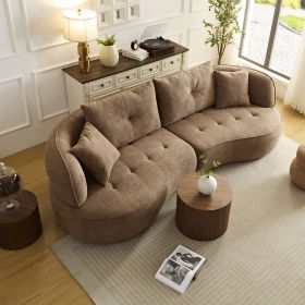 WKS7C Camel color modular sofa, durable fabric fabric, solid wood frame, high density sponge padding, seating for 4 people