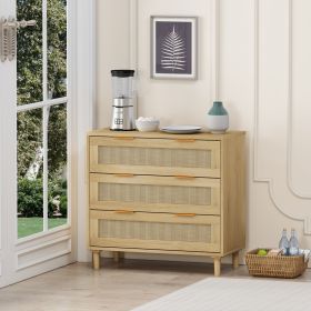 3-Drawers Rattan Storage Cabinet Rattan Drawer For Bedroom,Living Room