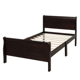 Wood Platform Twin Bed Frame With Headboard, Footboard & Wood Slat Support