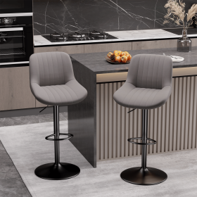Bar Stools Set of 2, Kitchen Swivel Counter Barstool Adjustable Height Island Bar Chairs Modern Stools (Color: Light Gray)