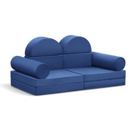 10PCS Toddler Modular Play Couch (Color: Navy Blue)