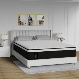 Queen Mattress, 12-Inch Hybrid in A Box | Medium Firm, Cooling Comfort & Motion Isolation, Pocketed Springs, Edge Support | CertiPUR-US Certified (Color: Black-white, size: Full Size)