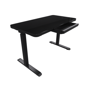 Glass Electric Standing Desk with Drawer - 45 x 23 Inch Tempered Glass Dual Motor Height Adjustable Sit Stand Desk Computer Workstation with USB/ (Color: Black)