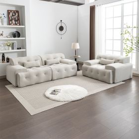 Oversized Couch Modern Living Room Sofa with 26.77 Inch Deep Seat, Extra Large Couches with 2 Pillows Comfy Fabric Tufted Loveseat Sofas 90 Inch (Color: Beige)