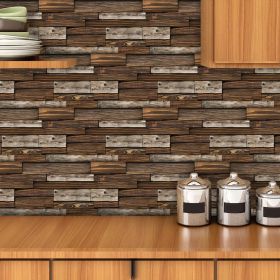 12 Sheets Self Adhesive Brown Irregular Wood Grain Peel And Stick Wallpaper, Hanging Decorative Tiles (PCS: 12MW005)