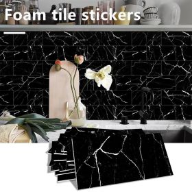 16 Pcs Black Marble Tile Wall Stickers Backsplash Tiles Peel And Stick For Kitchen Bathroom PVC Thickened By Foam Interlayer (PCS: 32SJM-02)