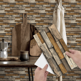 12 Pcs Marble Stone Backsplash Wallpaper Peel And Stick For Kitchen Wall (PCS: 24FG-L005)